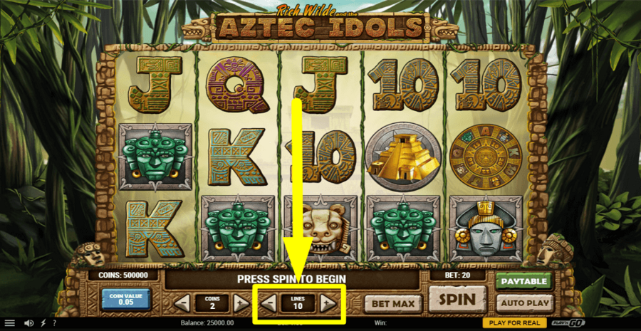 Rich Wilde And The Aztec Idols Adjustable Paylines