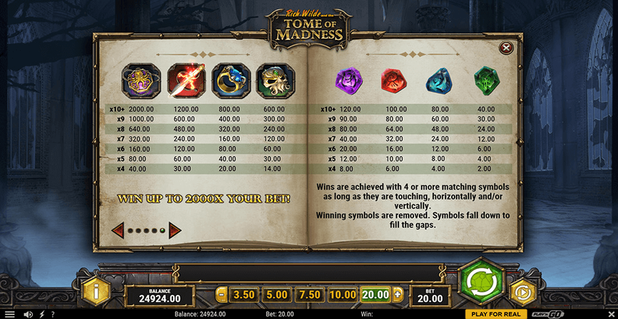 Rich Wilde And The Tome Of Madness Paylines
