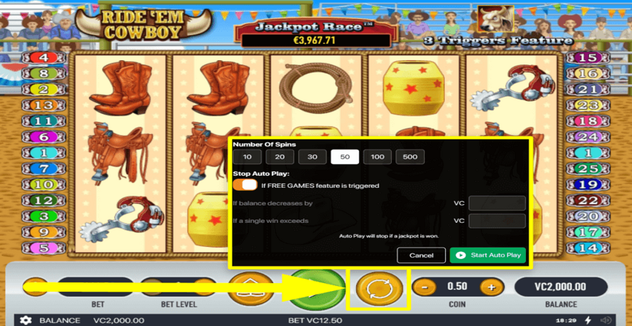 Ride Em Cowboy Autoplay Feature