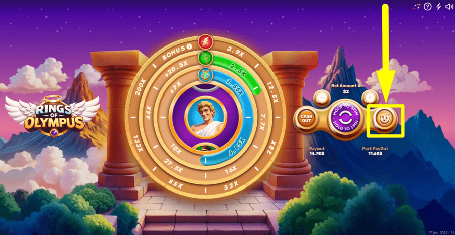 Rings Of Olympus Part Payout Button