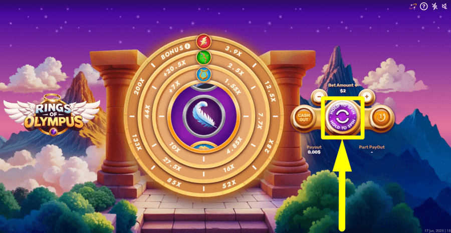 Rings Of Olympus Spin Button