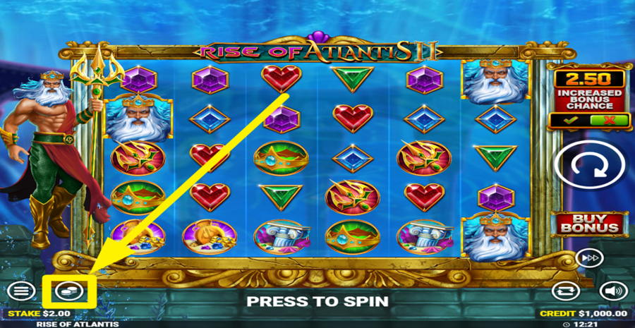 Rise Of Atlantis 2 Adjust Bet