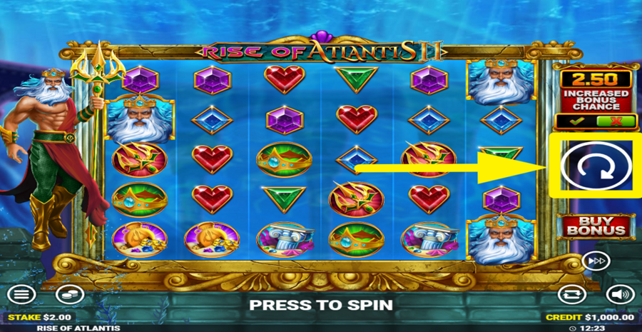 Rise Of Atlantis 2 Spin Button