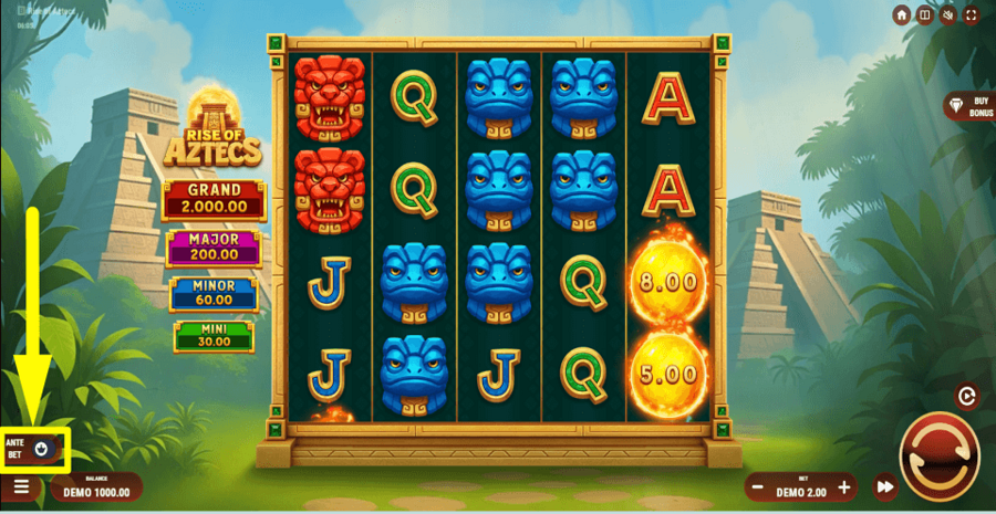 Rise Of Aztecs Ante Bet Feature