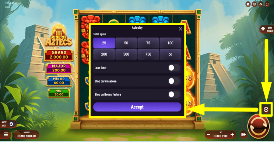 Rise Of Aztecs Autoplay Feature