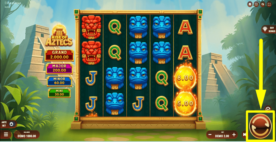 Rise Of Aztecs Spin Button