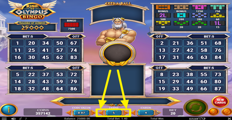 Rise Of Olympus Bingo Adjust Coins