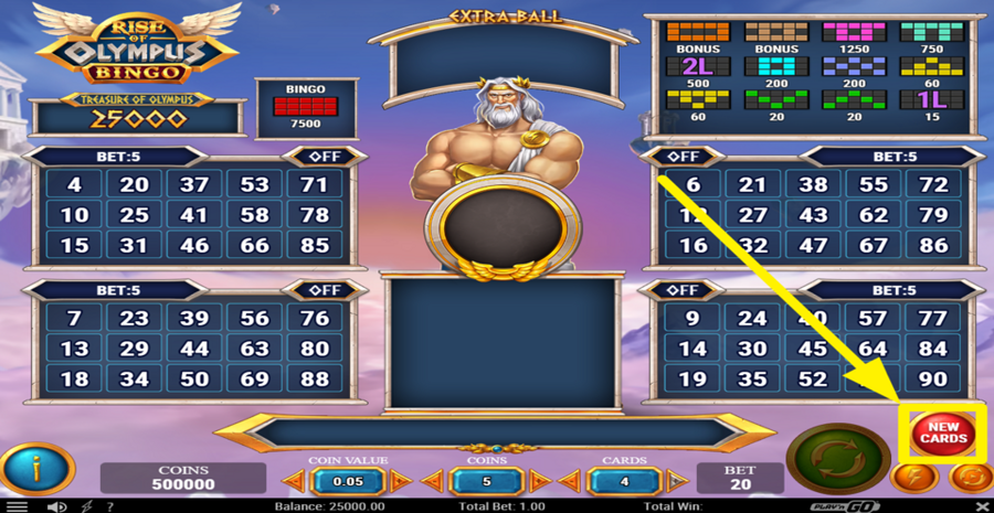 Rise Of Olympus Bingo New Cards