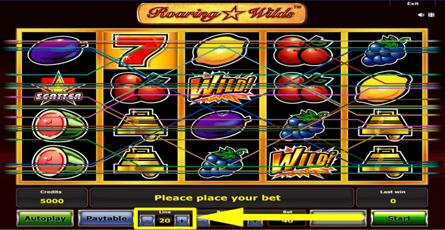 Roaring Wilds Adjustable Paylines