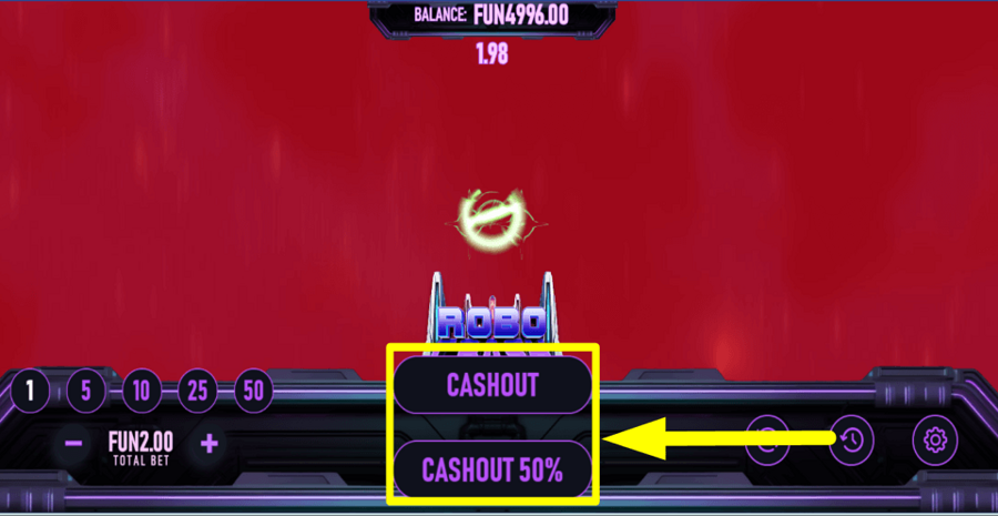Robo Crash Cashout Feature