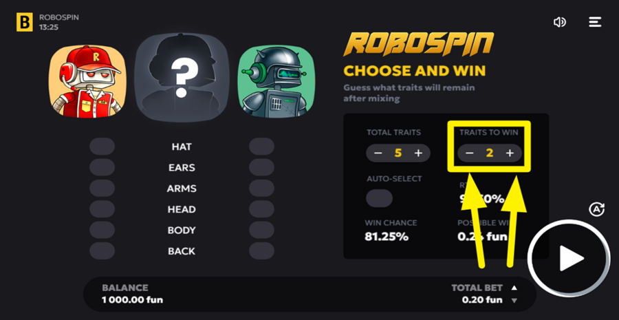 Robospin Adjust Traits To Win