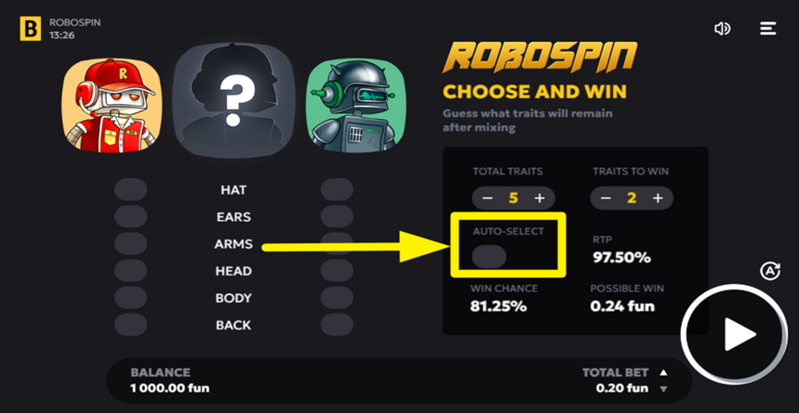 Robospin Auto Select Traits