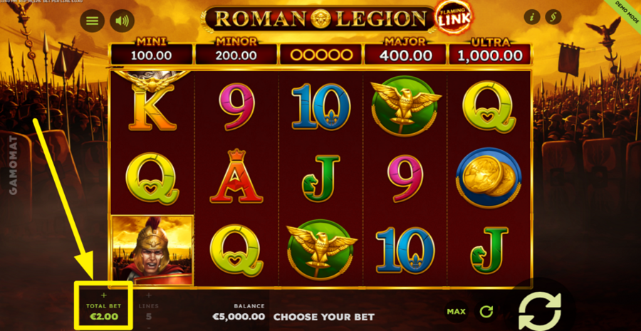 Roman Legion Flaming Link Adjust Bet