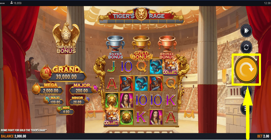 Rome Fight For Gold The Tigers Rage Spin Button