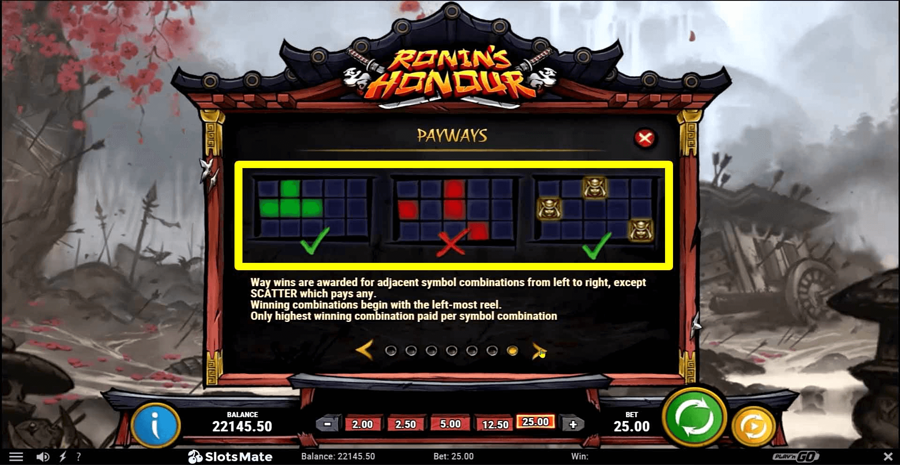 Ronins Honour Paylines