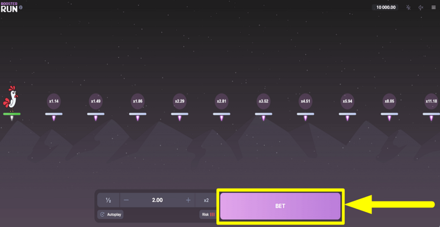 Rooster Run Bet Button