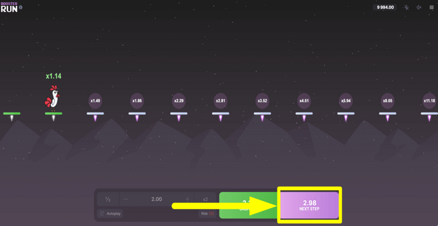 Rooster Run Next Button