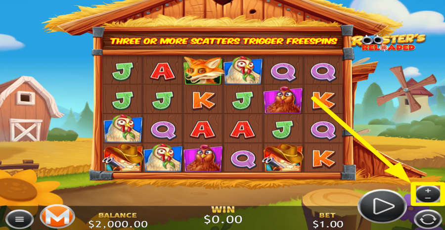 Roosters Reloaded Adjust Bet