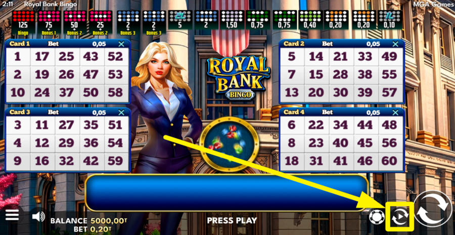 Royal Bank Bingo Autoplay