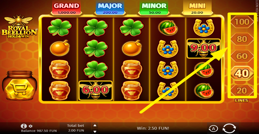 Royal Beellion Hold And Win Adjust Lines