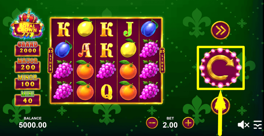 Royal Crown 777 Spin Button