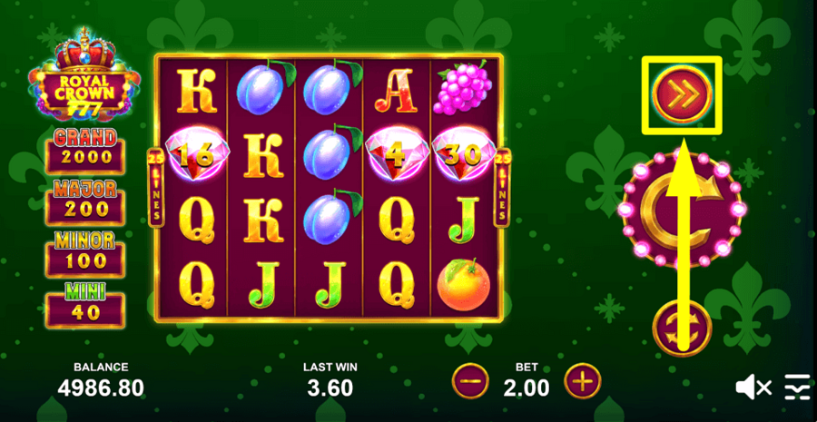 Royal Crown 777 Turbo Feature