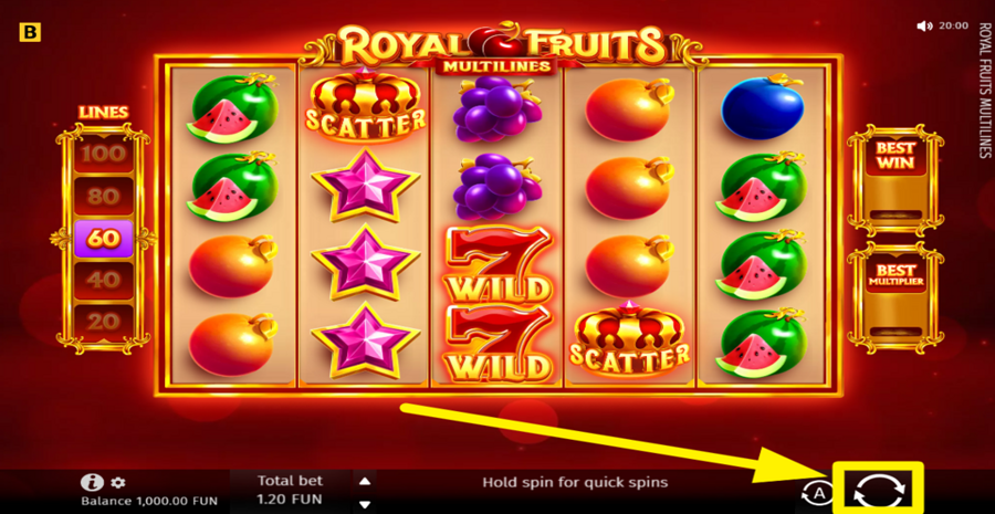 Royal Fruits Multilines Spin Button