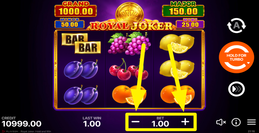 Royal Joker Hold And Win Adjust Bet