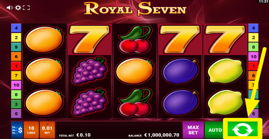 Royal Seven Spin Button