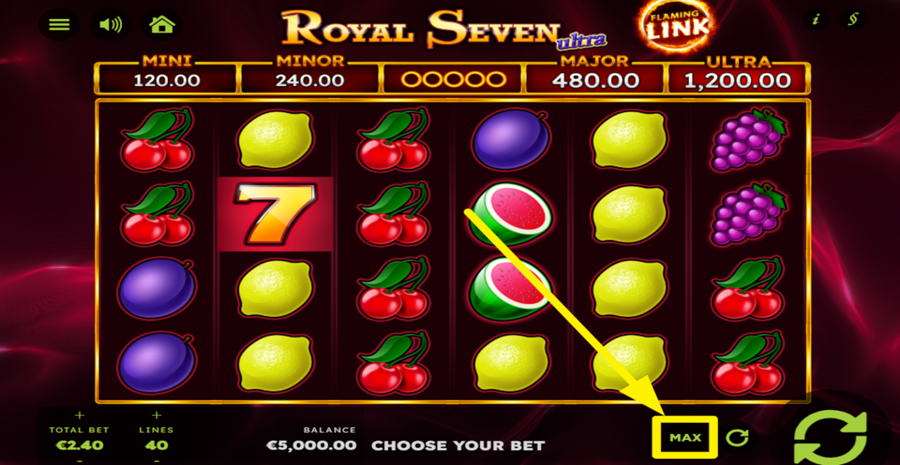Royal Seven Ultra Flaming Link Max Bet