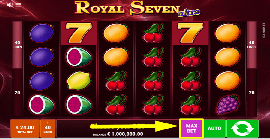 Royal Seven Ultra Max Bet Button