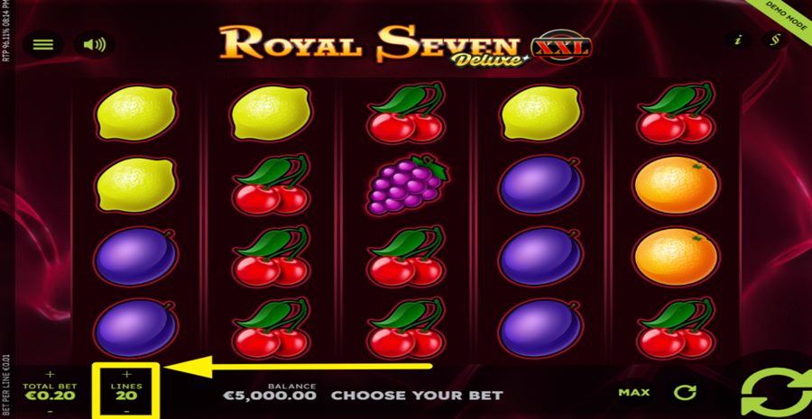 Royal Seven Xxl Deluxe Adjust Bet Lines