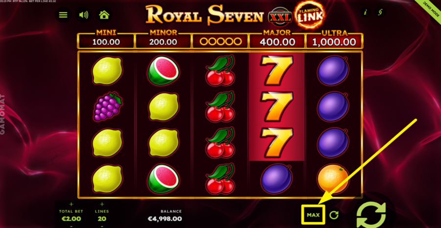 Royal Seven Xxl Flaming Link Max Bet