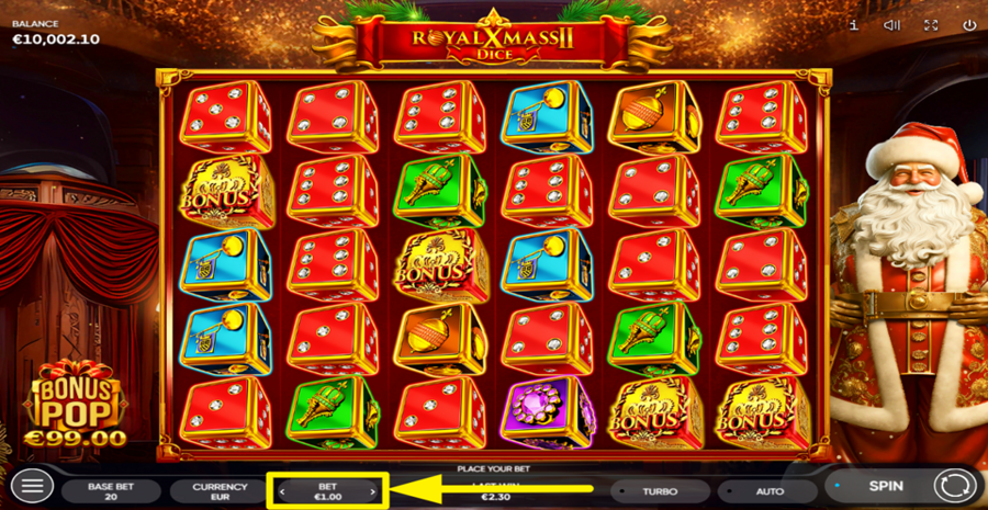 Royal Xmass 2 Dice Adjust Bet