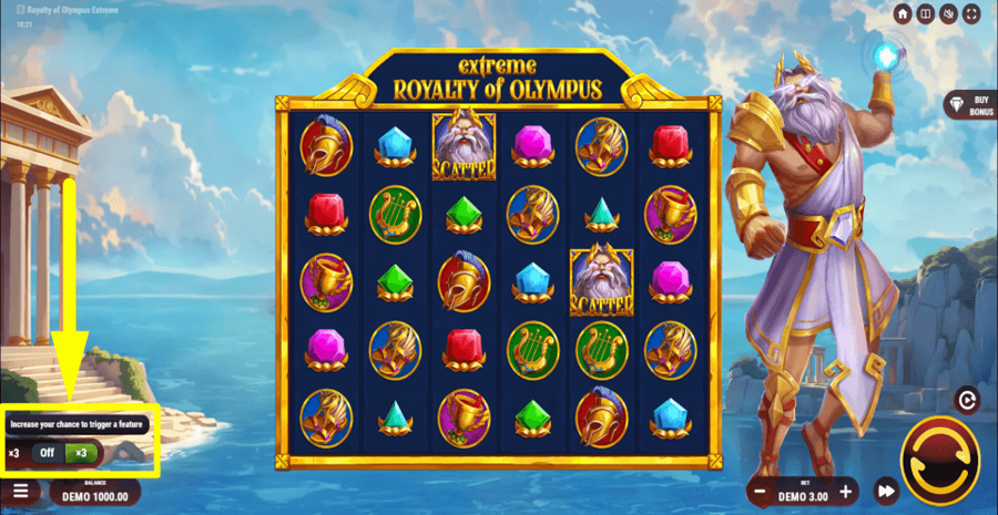 Royalty Of Olympus Extreme Ante Bet Feature