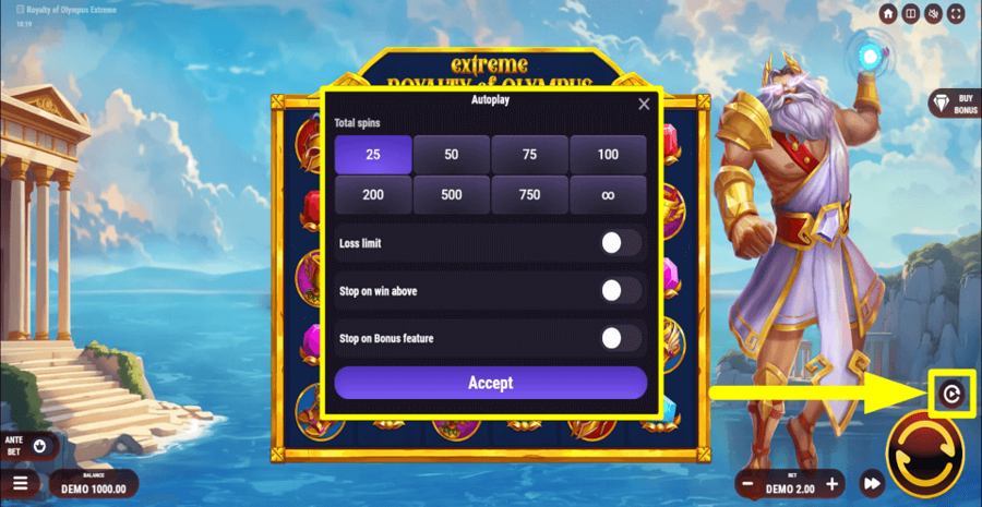 Royalty Of Olympus Extreme Autoplay Feature