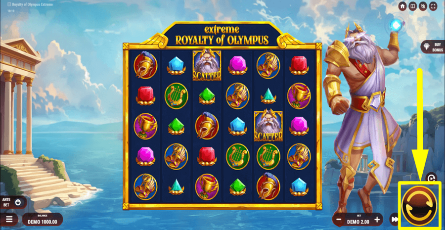 Royalty Of Olympus Extreme Spin Button