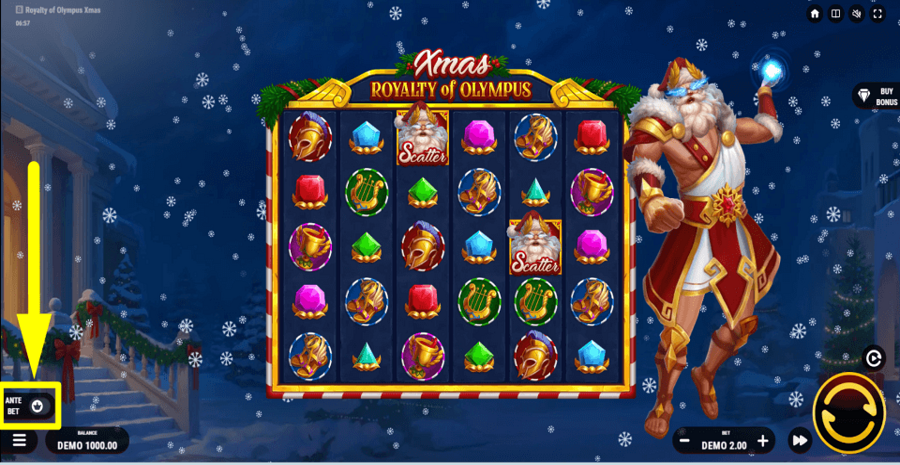 Royalty Of Olympus Xmas Ante Bet Feature