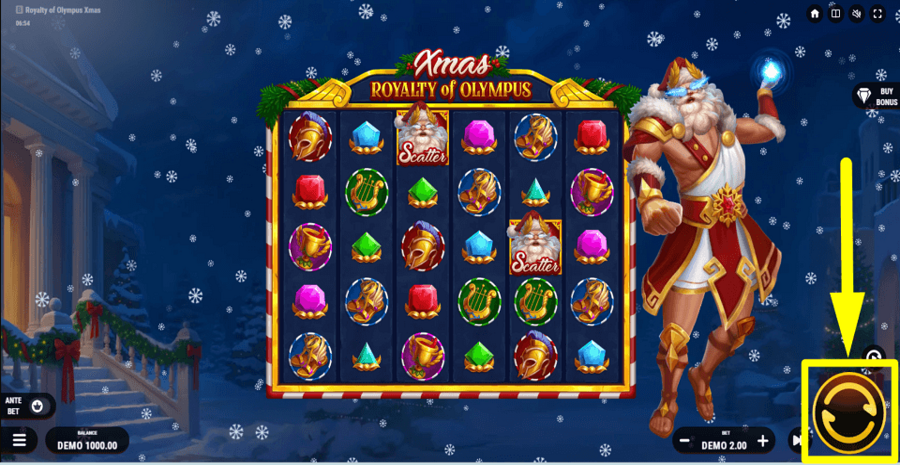 Royalty Of Olympus Xmas Spin Button