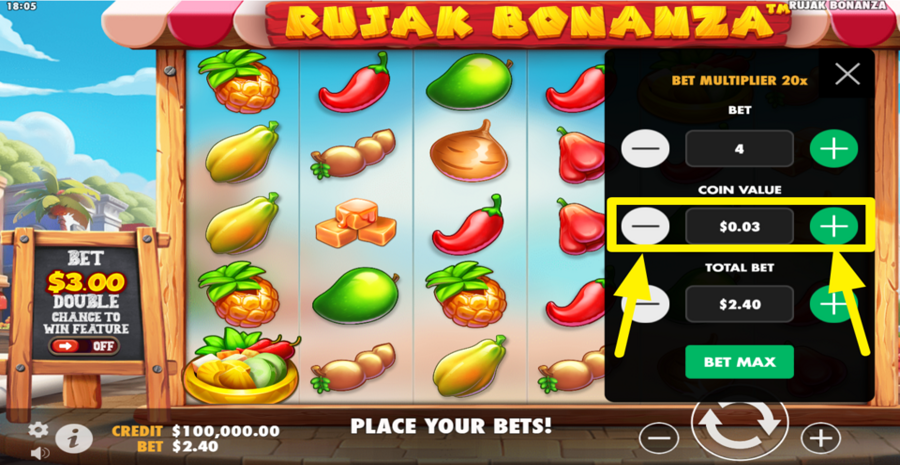 Rujak Bonanja Adjust Coin Value