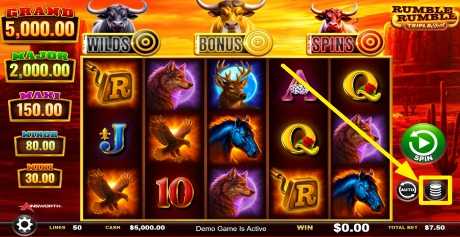 Rumble Rumble Triple Shot Adjust Bet