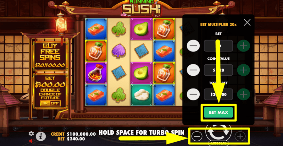Running Sushi Bet Max Button