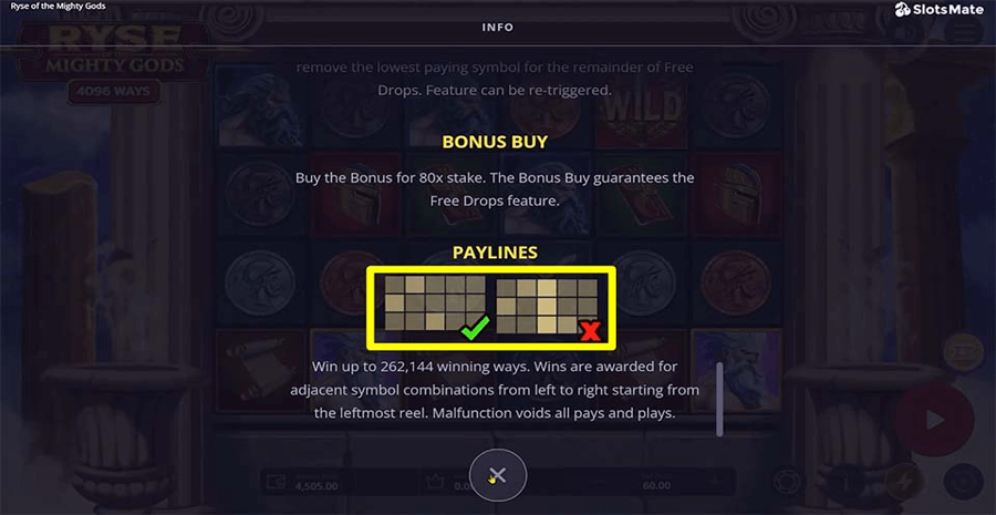 Ryse Of The Mighty Gods Paylines