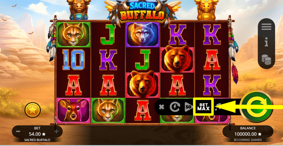 Sacred Buffalo Bet Max Button