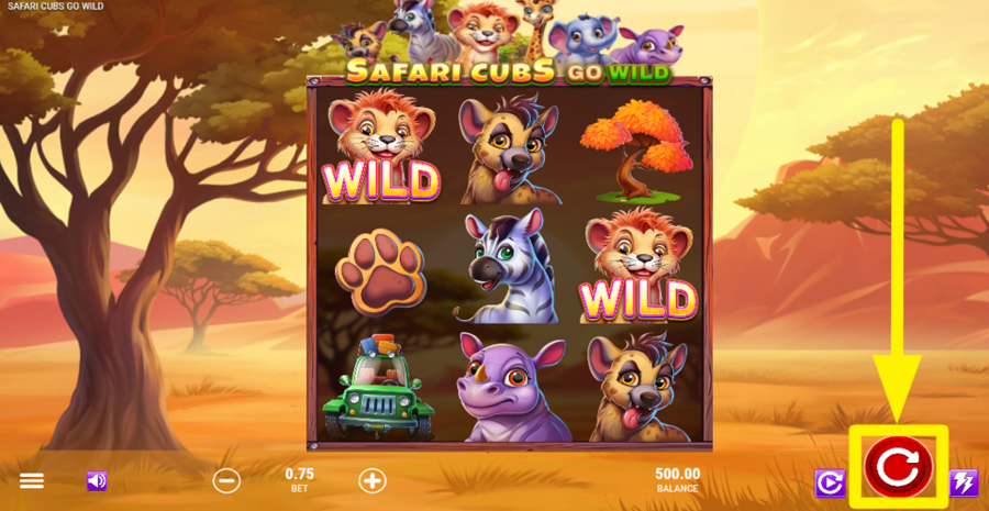 Safari Cubs Go Wild Spin Button