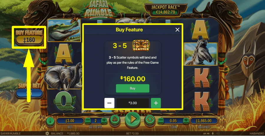 Safari Rumble Buy Feature