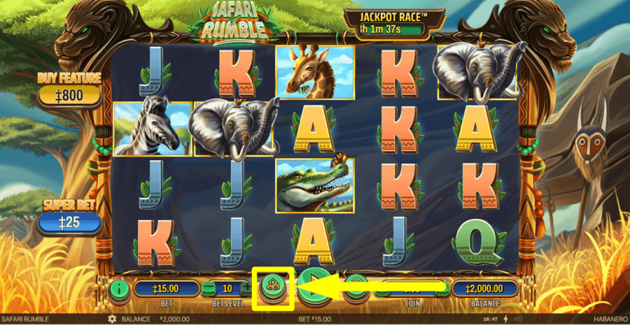 Safari Rumble Max Bet Button