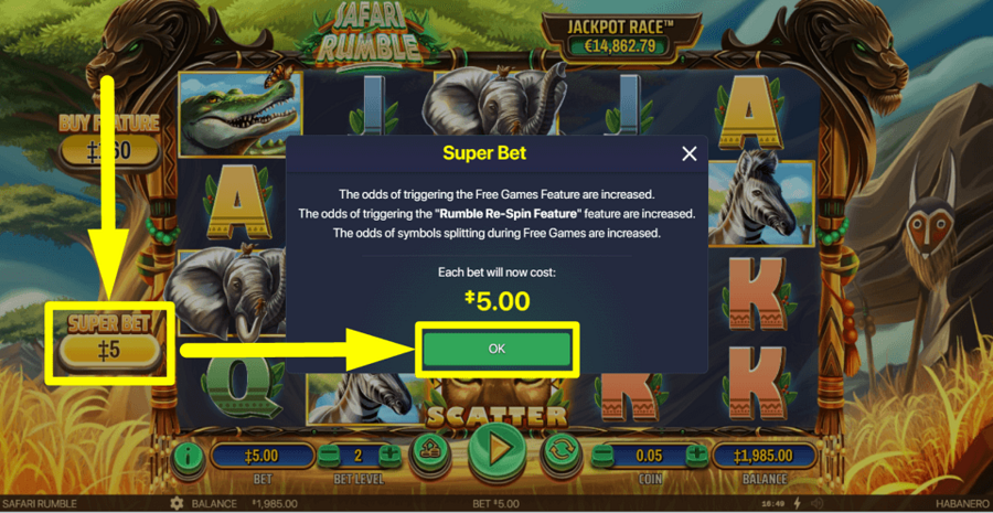 Safari Rumble Super Bet Feature
