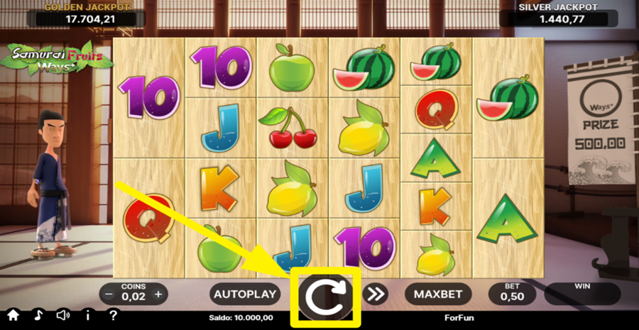 Samurai Fruits Ways Spin Button