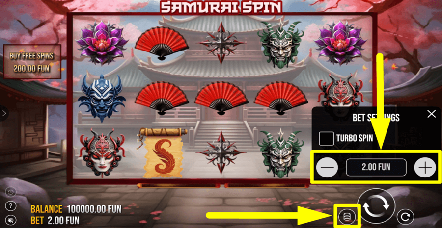 Samurai Spin Bet Value